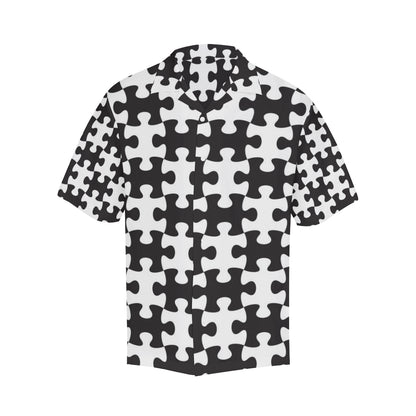 Puzzle Black White Pattern Print Design A02 Men's Hawaiian Shirt