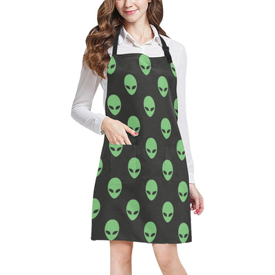 Alien Green Neon Pattern Print Design 01 Apron with Pocket