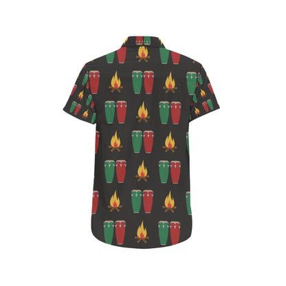 Conga Pattern Print Design 01 Men's Short Sleeve Button Up Shirt