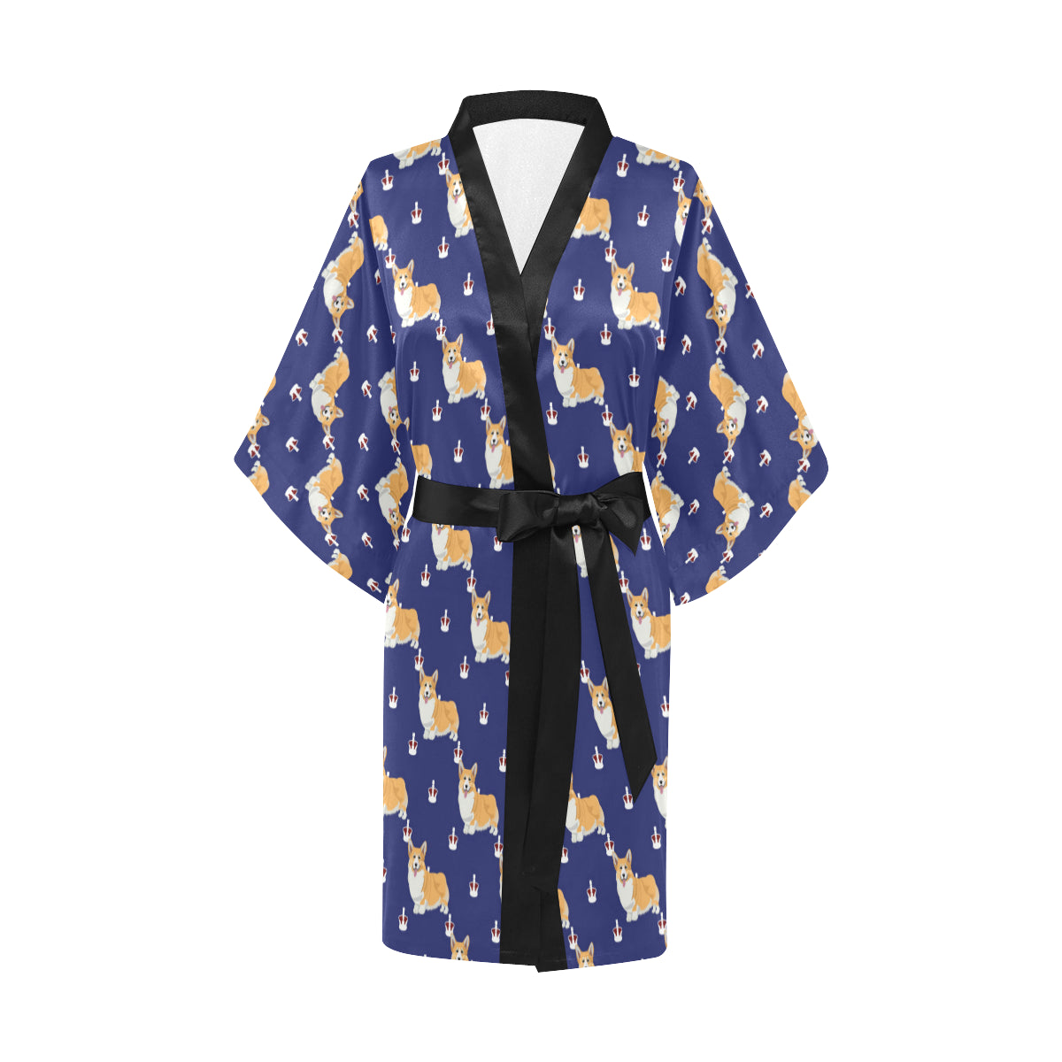 Pembroke Welsh Corgis Pattern Print Design A07 Women's Short Kimono