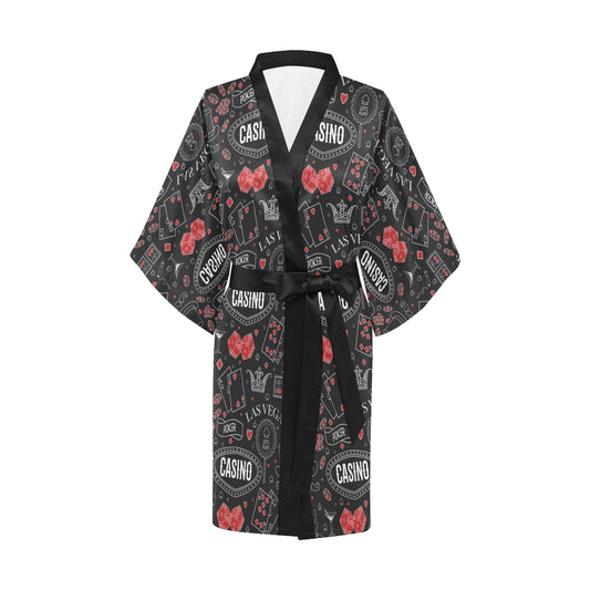 Casino Pattern Print Design 04 Women's Short Kimono