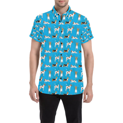 Cardigan Welsh Corgis Pattern Print Design 01 Men's Short Sleeve Button Up Shirt