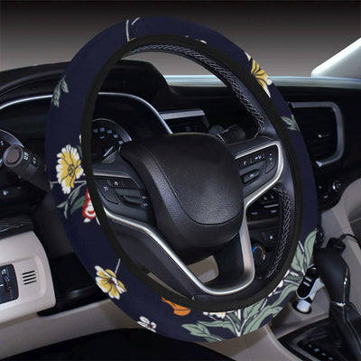 Summer Floral Pattern Print Design SF01 Steering Wheel Cover with Elastic Edge