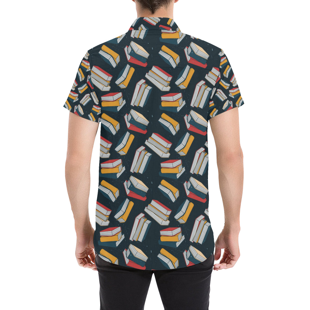 Book Pattern Print Design 07 Men's Short Sleeve Button Up Shirt