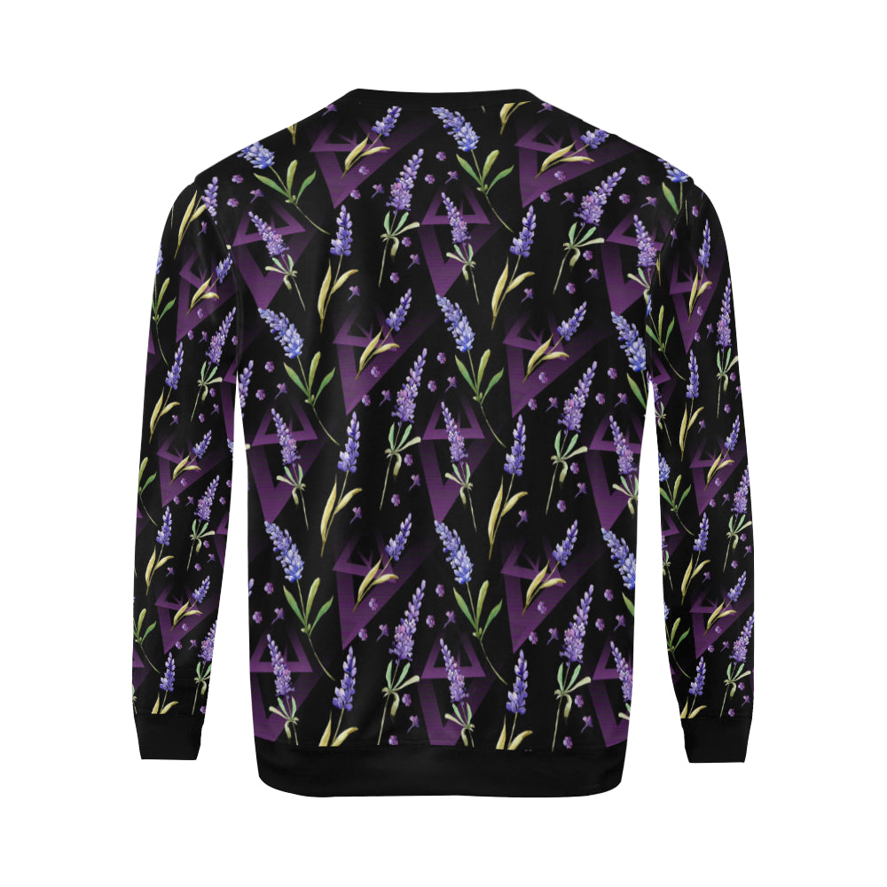 Lavender Pattern Print Design LV07 Men Long Sleeve Sweatshirt