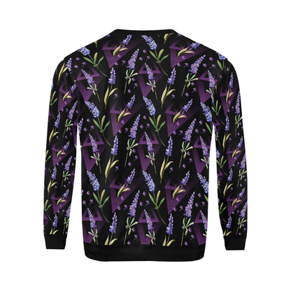 Lavender Pattern Print Design LV07 Men Long Sleeve Sweatshirt