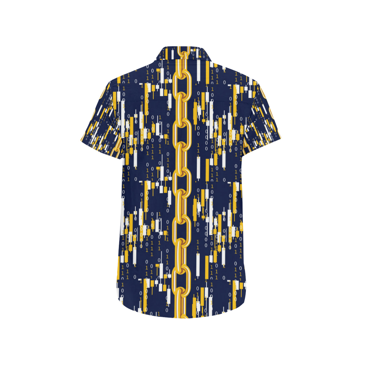 Cryptocurrency Chain Pattern Print Design 03 Men's Short Sleeve Button Up Shirt