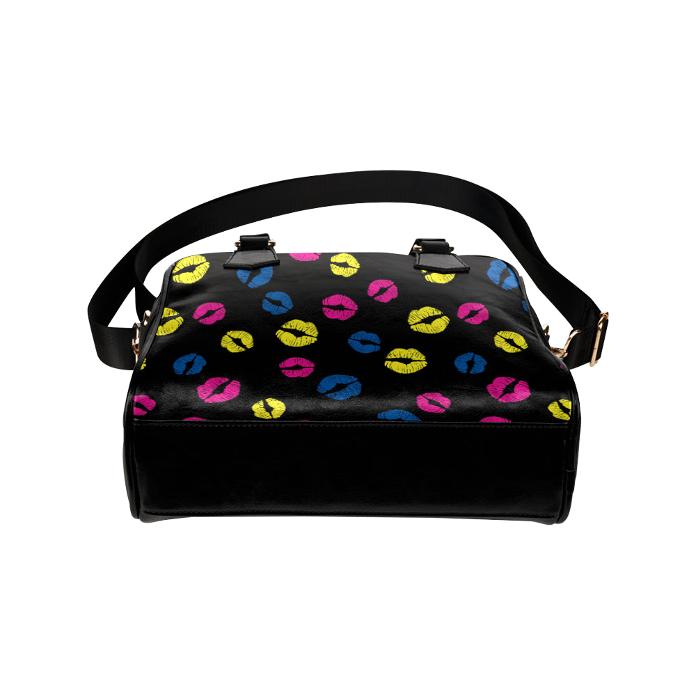 Lip Neon Color Pattern Print Design 01 Shoulder Handbag