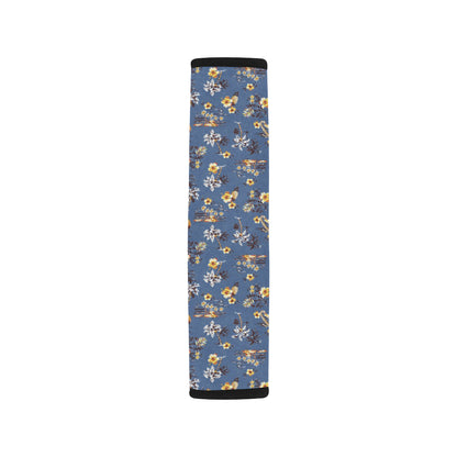 Hawaiian Flower Blue Print Car Seat Belt Cover