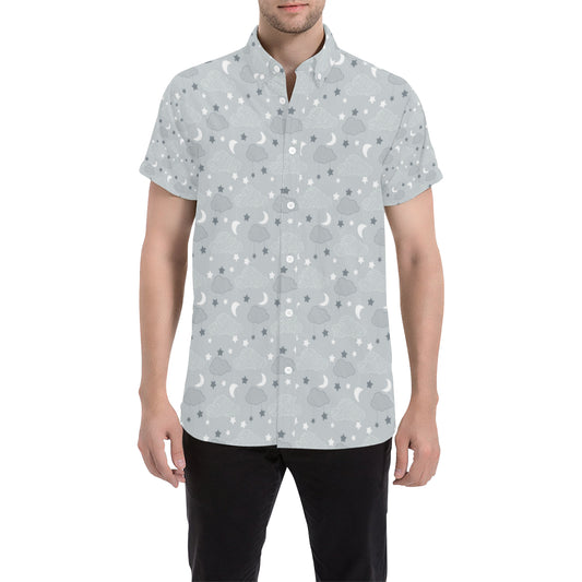 Cloud  Pattern Print Design 04 Men's Short Sleeve Button Up Shirt