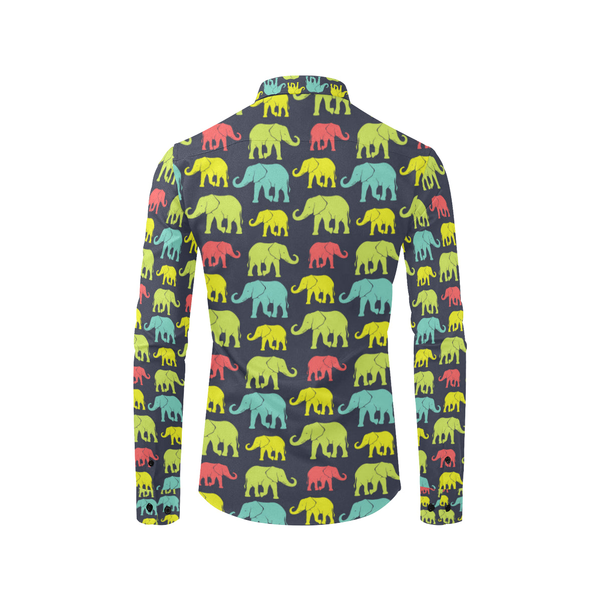 Elephant Neon Color Print Pattern Men's Long Sleeve Shirt