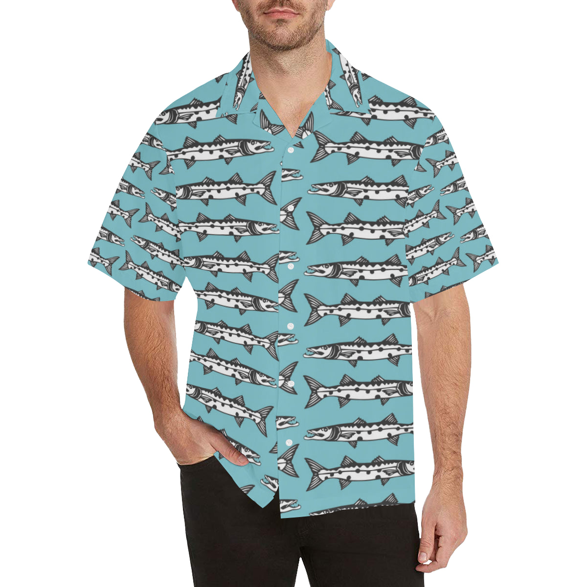 Barracuda Pattern Print Design 03 Men's Hawaiian Shirt