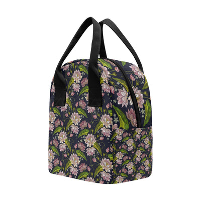 lotus Embroidered Pattern Print Design LO06 Insulated Lunch Bag