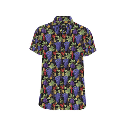 Grape Pattern Print Design GP05 Men's Short Sleeve Button Up Shirt
