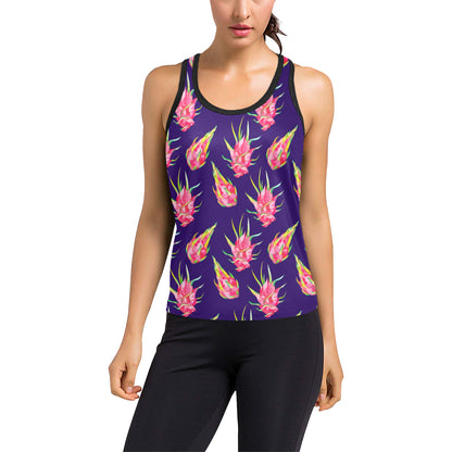 Dragonfruit Pattern Print Design DF02 Women's Racerback Tank Top