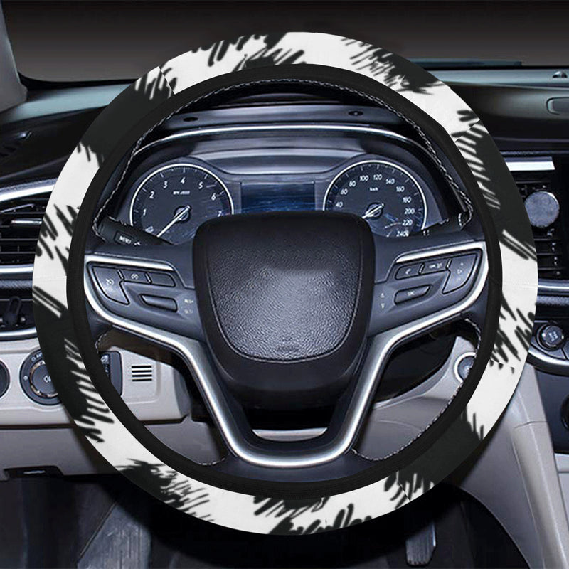 Cheetah Black Print Pattern Steering Wheel Cover with Elastic Edge