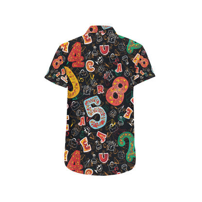 Number Pattern Print Design A03 Men's Short Sleeve Button Up Shirt