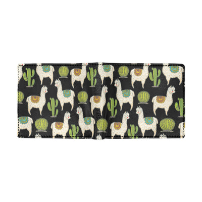 Alpaca Cactus Pattern Print Design 07 Men's ID Card Wallet