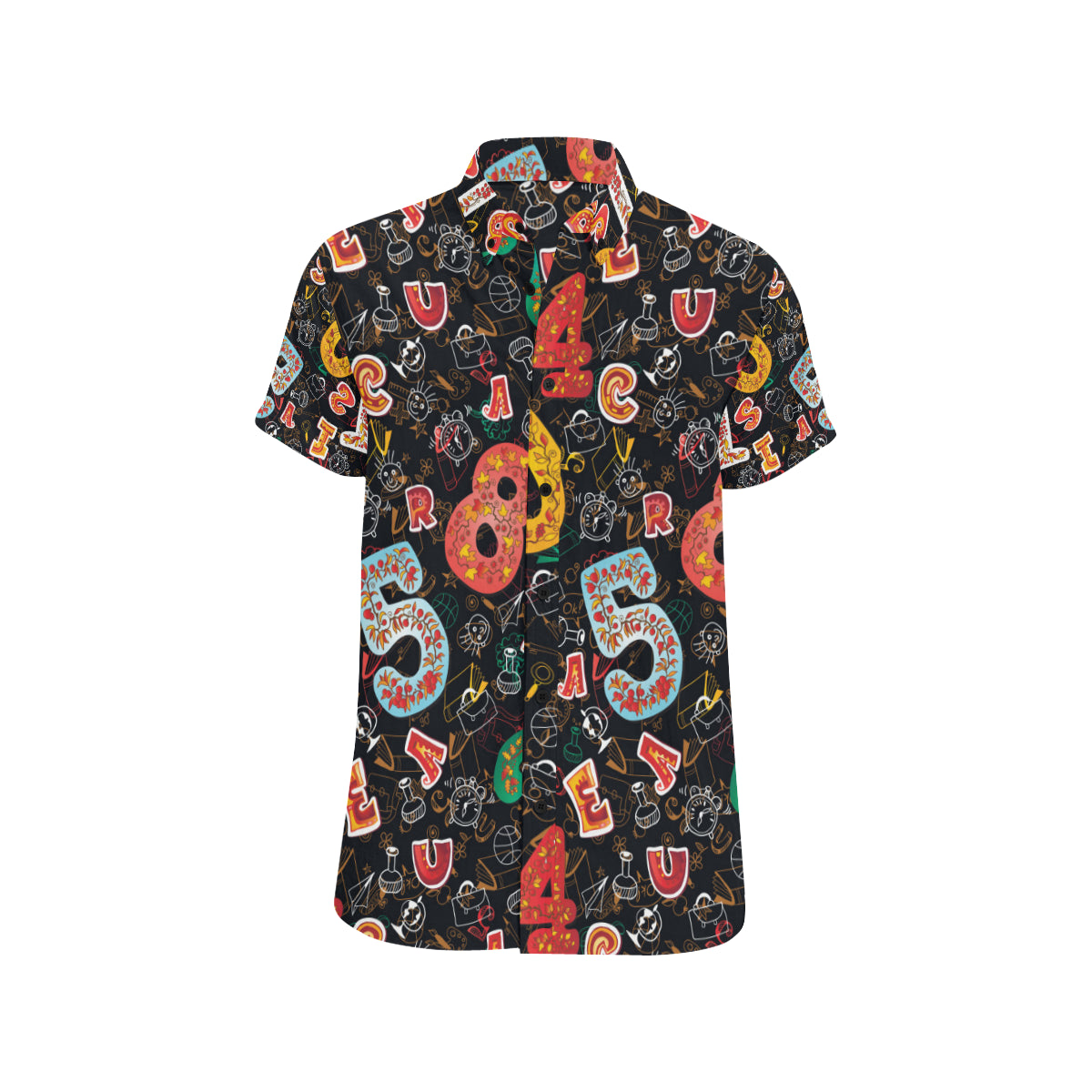Number Pattern Print Design A03 Men's Short Sleeve Button Up Shirt