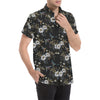 Hummingbird with Embroidery Themed Print Men's Short Sleeve Button Up Shirt