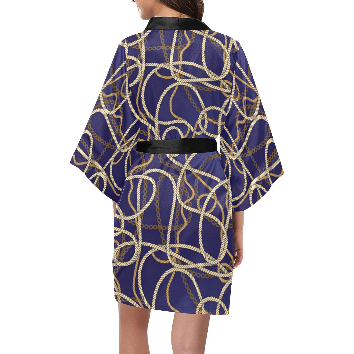 Rope Pattern Print Design A01 Women's Short Kimono