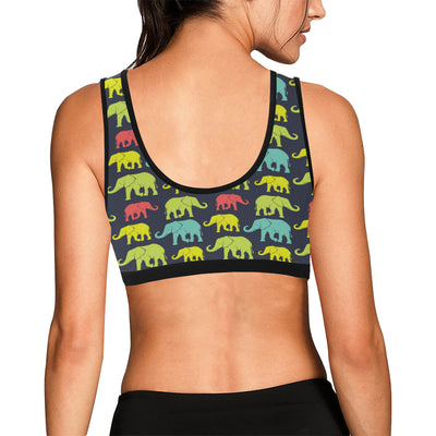 Elephant Neon Color Print Pattern Sports Bra