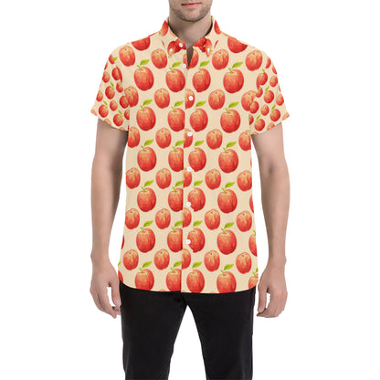 Peach Pattern Print Design A03 Men's Short Sleeve Button Up Shirt