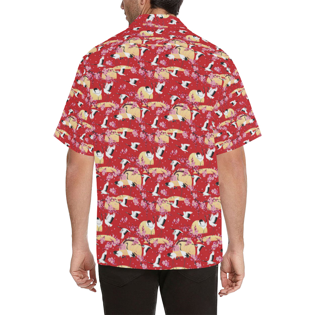Crane Pattern Print Design 04 Men's Hawaiian Shirt