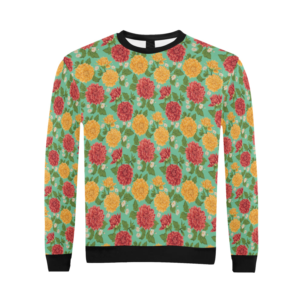 Dahlia Pattern Print Design DH011 Men Long Sleeve Sweatshirt