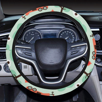 Camper Tent Pattern Print Design 01 Steering Wheel Cover with Elastic Edge