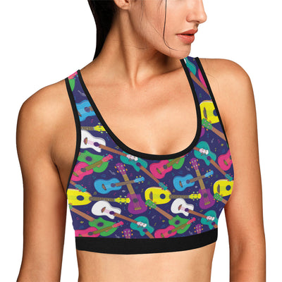 Ukulele Pattern Print Design 02 Sports Bra