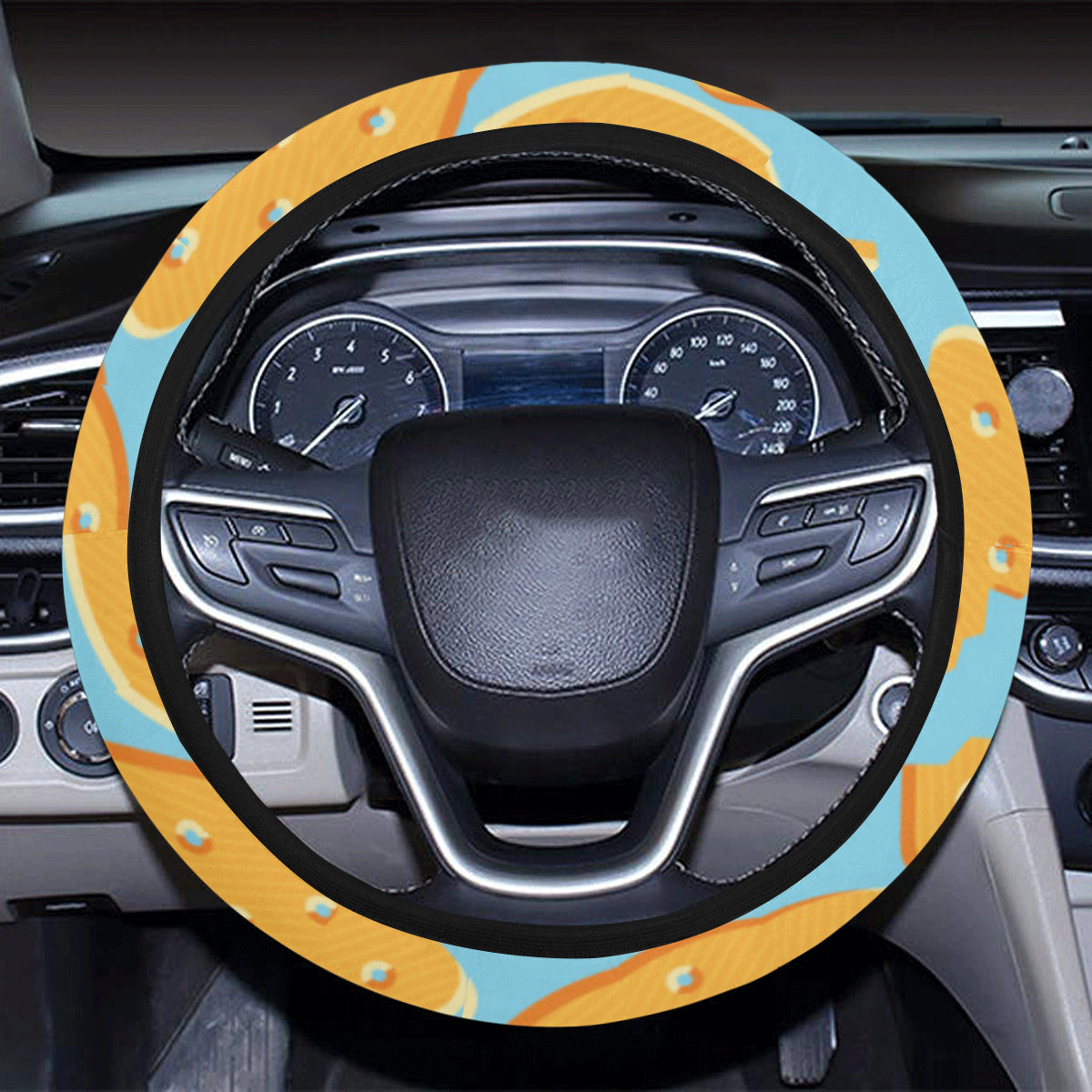 Cracker Pattern Print Design 02 Steering Wheel Cover with Elastic Edge