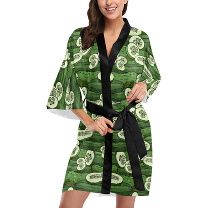 Cucumber Pattern Print Design CC01 Women's Short Kimono