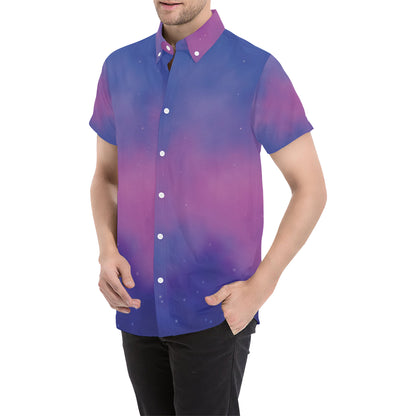 Nebula Pattern Print Design A05 Men's Short Sleeve Button Up Shirt