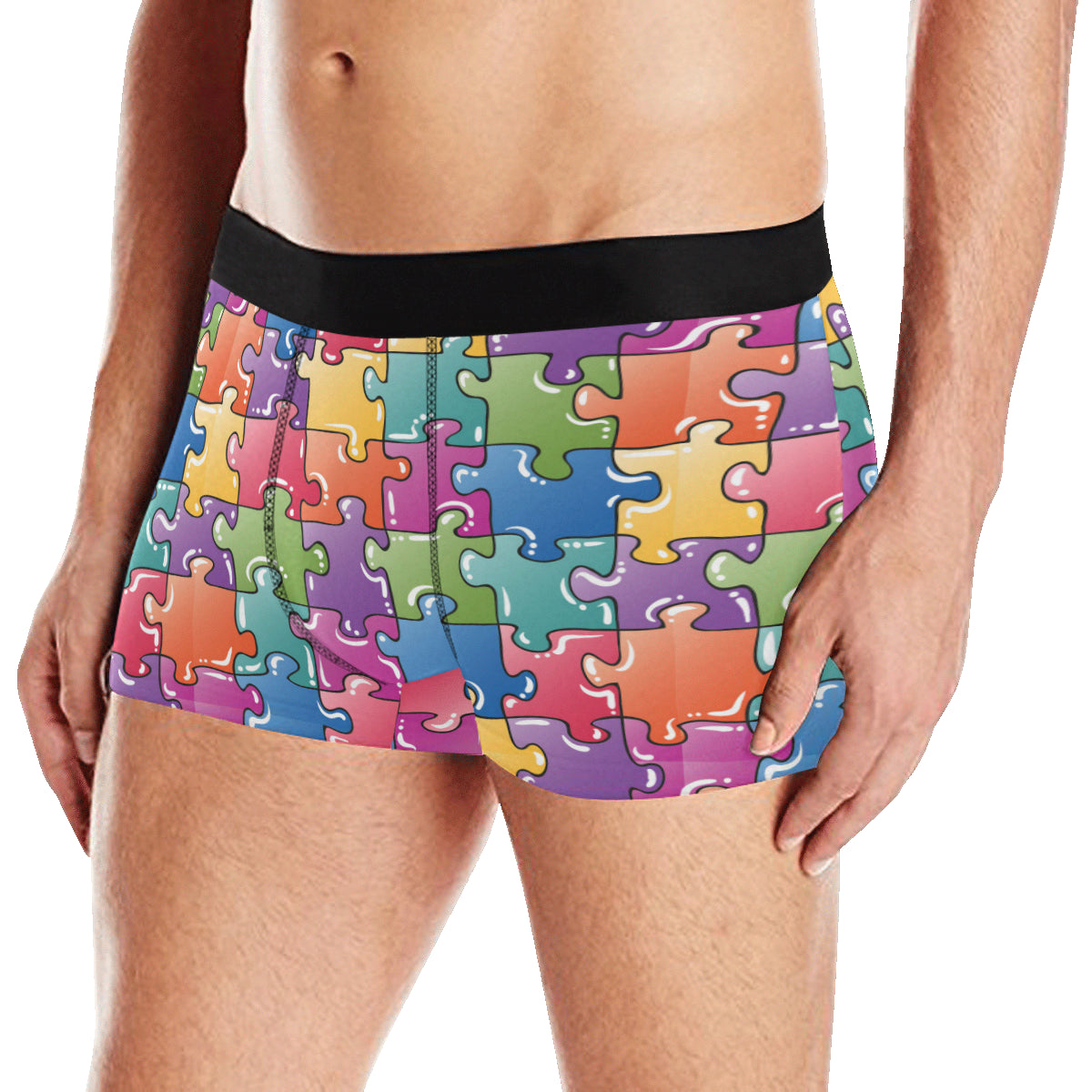 Puzzle Pattern Print Design A05 Men's Boxer Briefs
