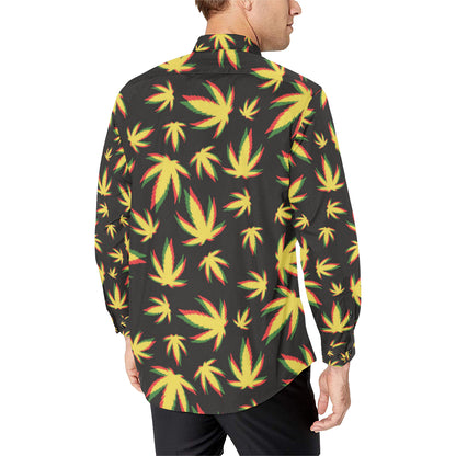 Pot Leaf Pattern Print Design A02 Men's Long Sleeve Shirt