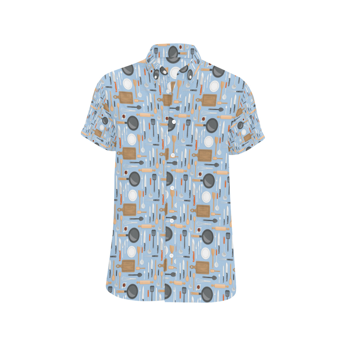 Cooking Kitchen Tools Pattern Print Design 02 Men's Short Sleeve Button Up Shirt