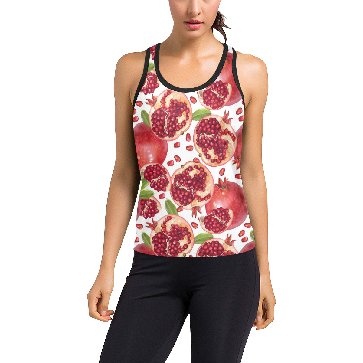 Pomegranate Pattern Print Design PG03 Women's Racerback Tank Top
