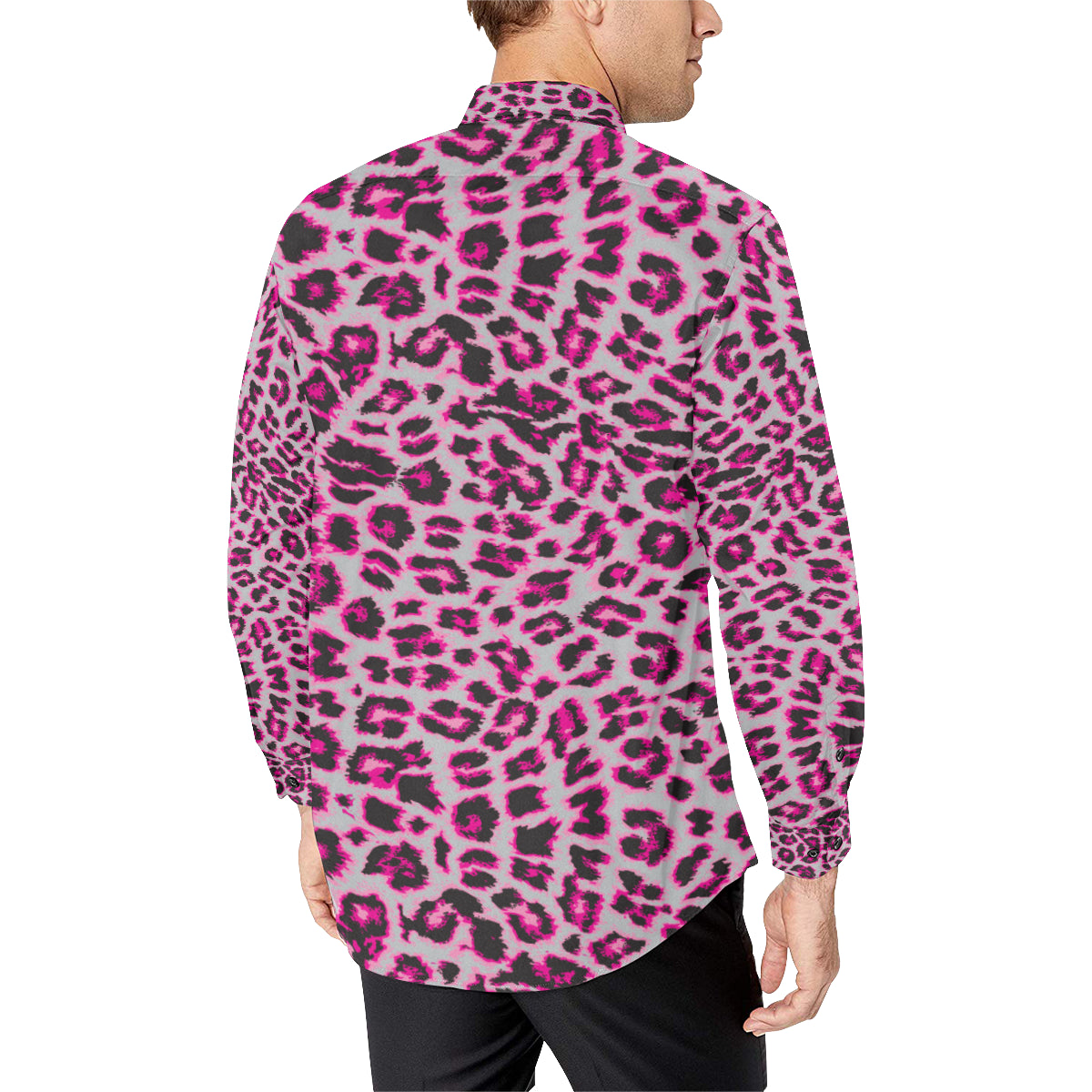 Leopard Pattern Print Design 02 Men's Long Sleeve Shirt