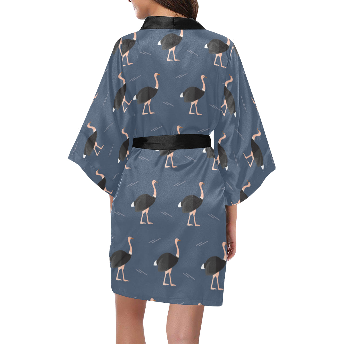 Ostrich Pattern Print Design 04 Women's Short Kimono