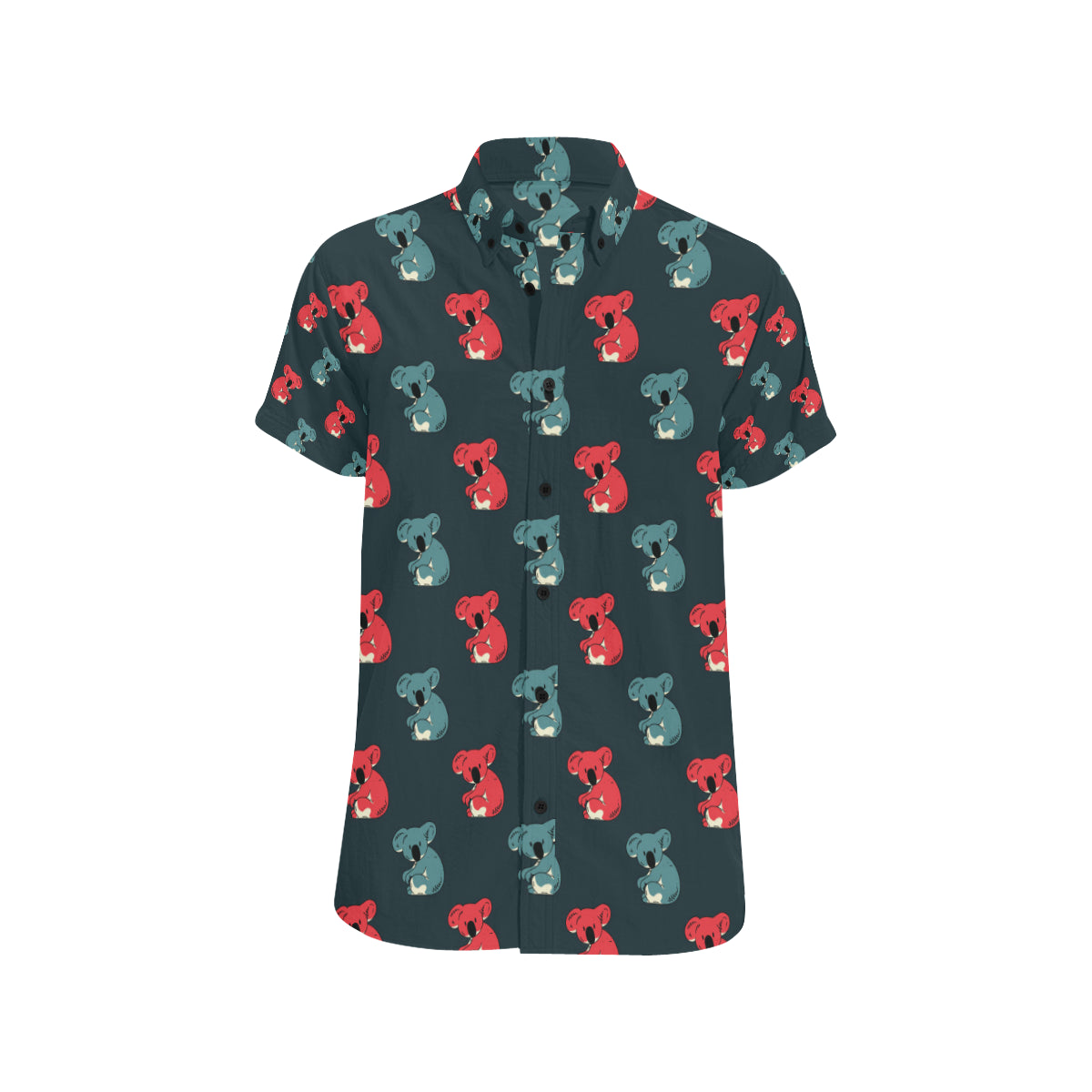 Koala Pattern Print Design 02 Men's Short Sleeve Button Up Shirt