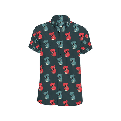 Koala Pattern Print Design 02 Men's Short Sleeve Button Up Shirt