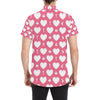 Heart Key Pattern Print Design HE09 Men's Short Sleeve Button Up Shirt