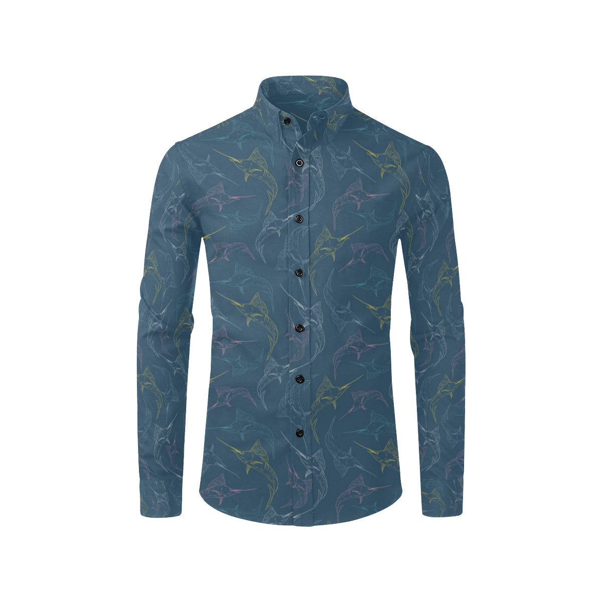 Swordfish Pattern Print Design 02 Men's Long Sleeve Shirt