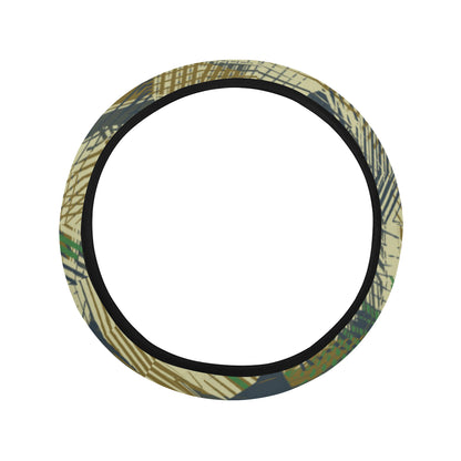 Military Camouflage Pattern Print Design 01 Steering Wheel Cover with Elastic Edge