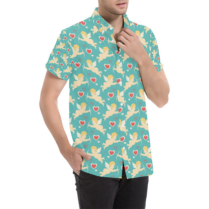 Cupid Pattern Print Design 01 Men's Short Sleeve Button Up Shirt