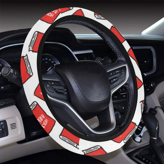 Bible Pattern Print Design 03 Steering Wheel Cover with Elastic Edge