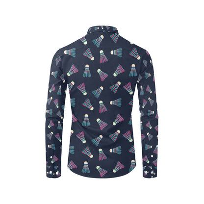 Badminton Ball Pattern Print Design 02 Men's Long Sleeve Shirt