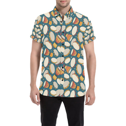 Tambourine Pattern Print Design 01 Men's Short Sleeve Button Up Shirt