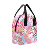 Pink Tropical Palm Leaves Insulated Lunch Bag